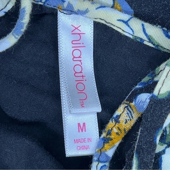 MEDIUM GREEN FLORAL RUFFLE DRESS SLEEVELESS CASUAL LACE UP BACK - Picture 9 of 10